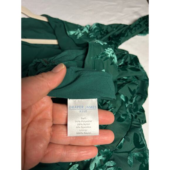 Draper James RSVP Burned Velvet Emerald Green Midi Wrap around Dress Size XL - Picture 9 of 14